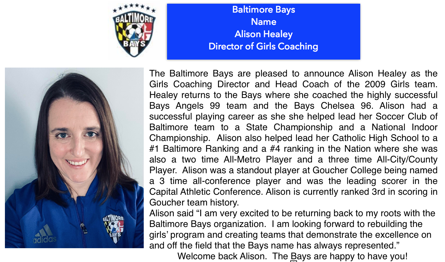Bays Name New Girls Coaching Director